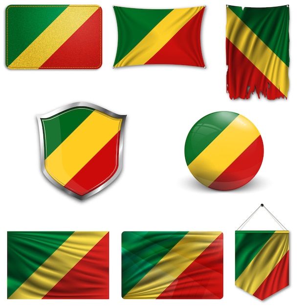 Set of the national flag of Congo