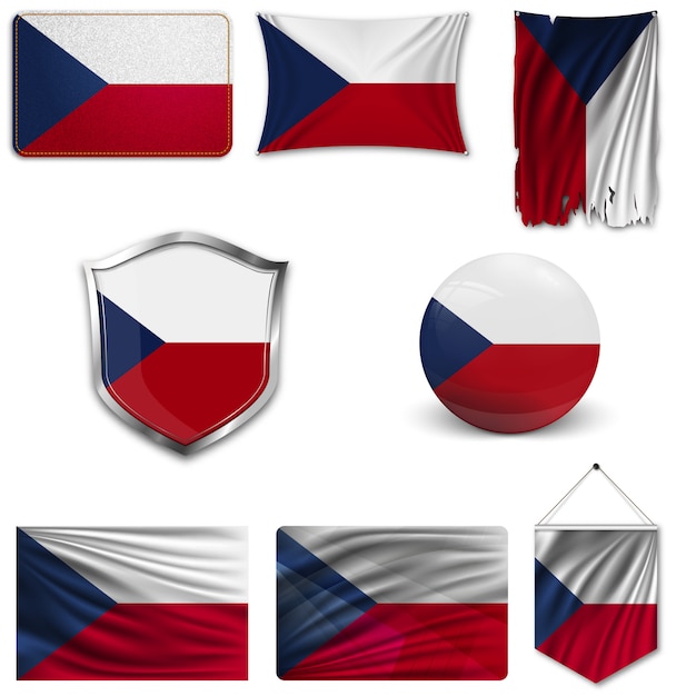 Set of the national flag of czech republic