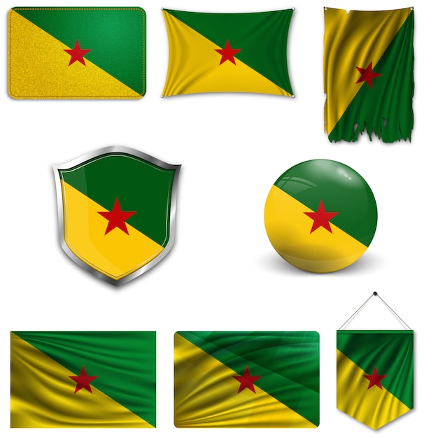 Set of the national flag of French Guiana