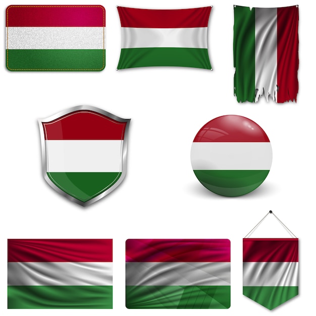 Set of the national flag of hungary