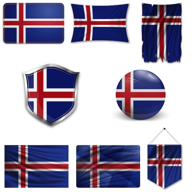 Set of the national flag of Iceland