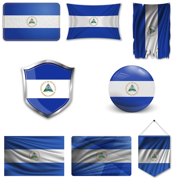 Set of the national flag of Nicaragua