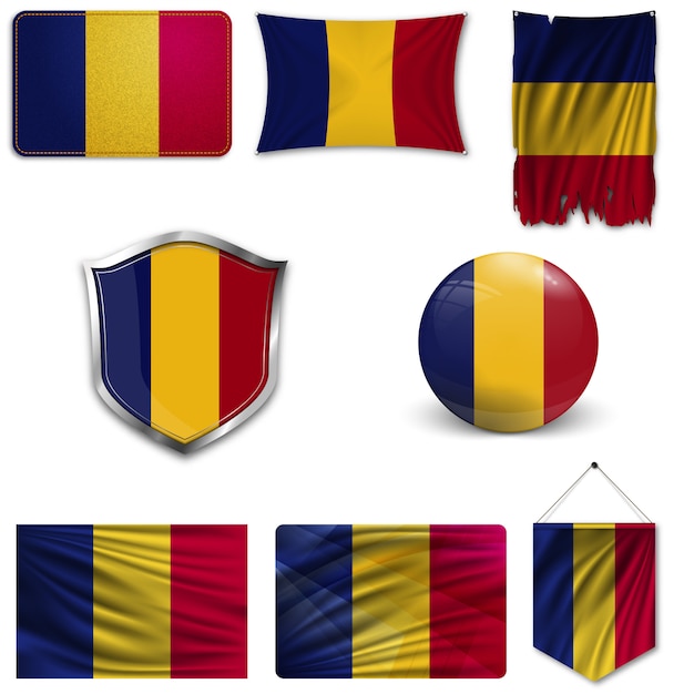 Set della bandiera nazionale della romania