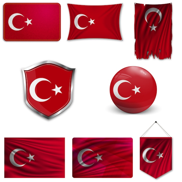 Vector set of the national flag of turkey