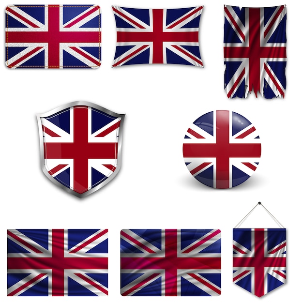 Set of the national flag of United Kingdom