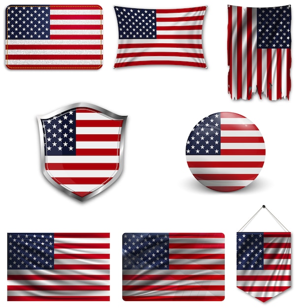 Set of the national flag of USA