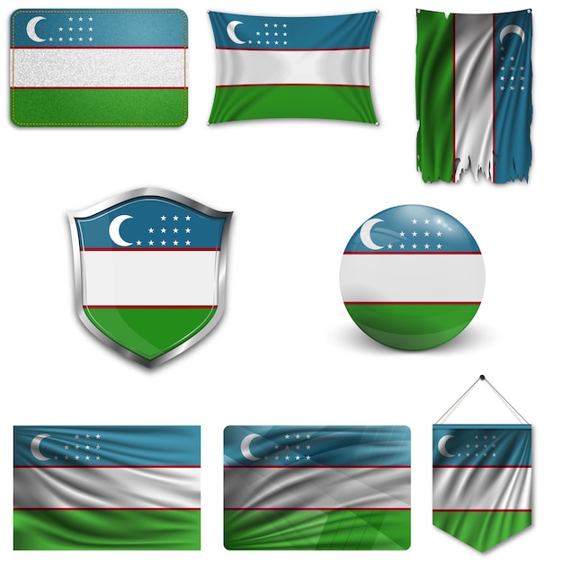 Set of the national flag of uzbekistan