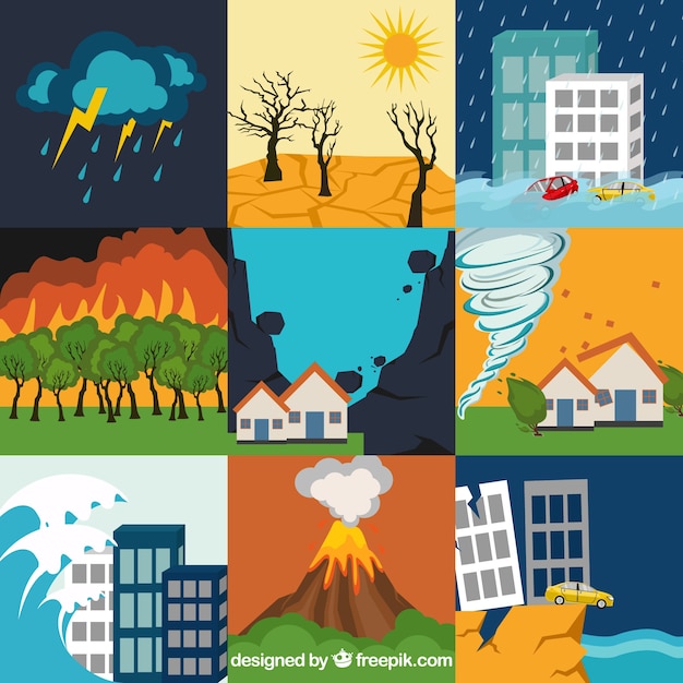 Vector set of natural disasters