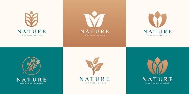 Set di design del logo naturale.