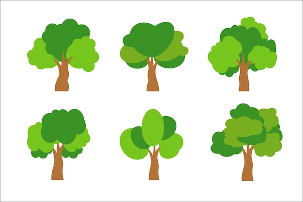 Set of natural tree illustration design