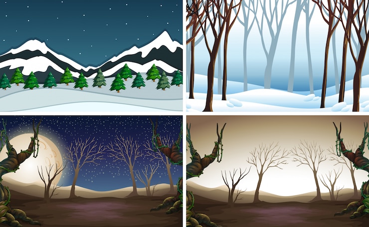 Vector set of nature background