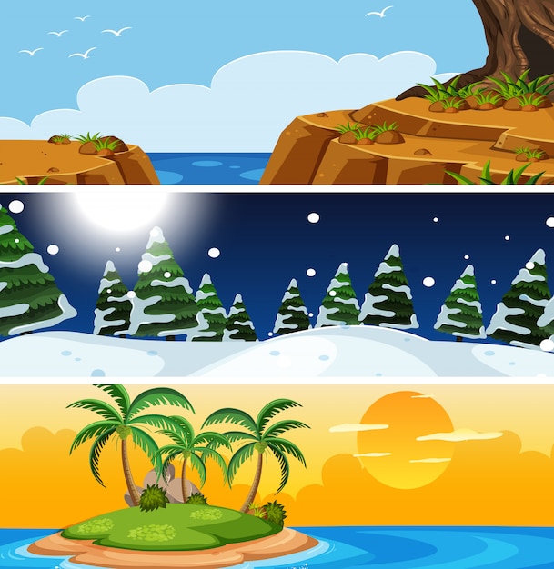 set of nature different season