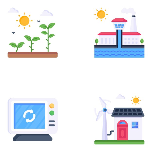 Vector set of nature flat icons
