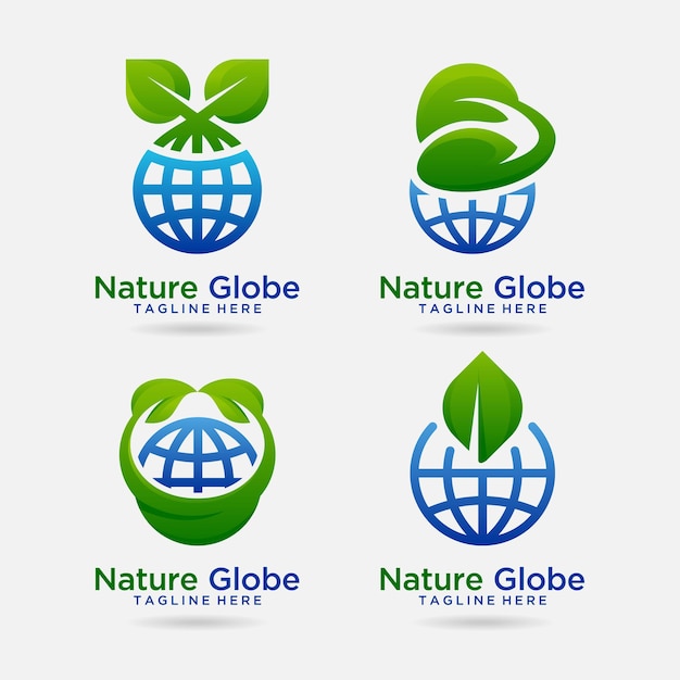 Set di design del logo del globo naturale