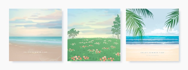 Set of nature landscape background