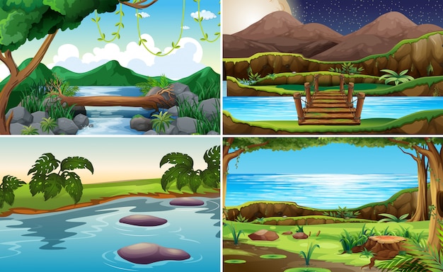 Set of nature landscape