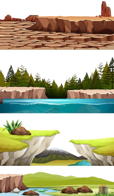 Vector set of nature landscape