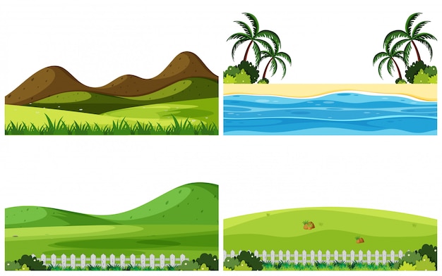 Vector set of nature landscape