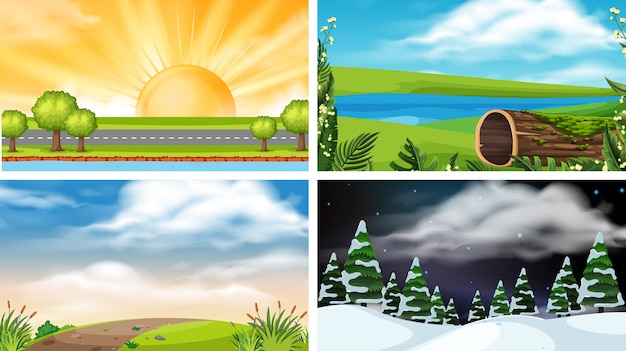 Vector set of nature landscape