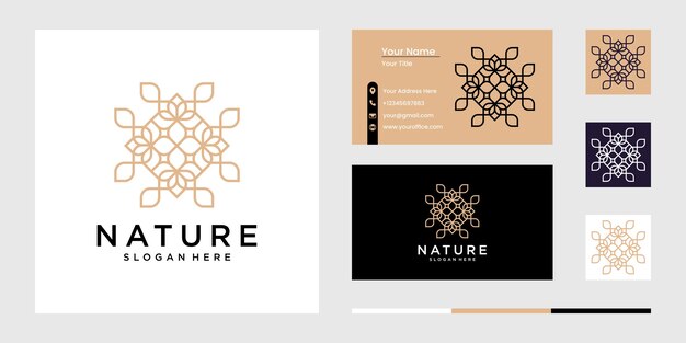 set of nature ornament design flower logo