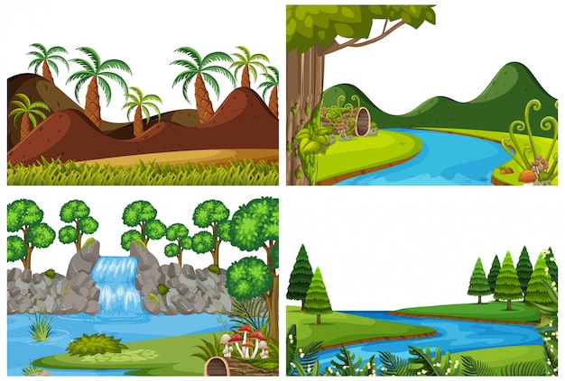 Vector set of nature scene