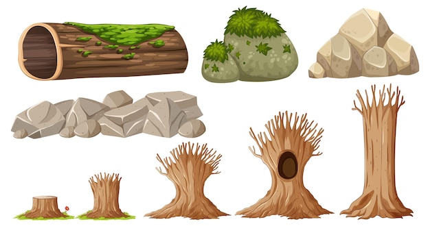 Set of nature wood element