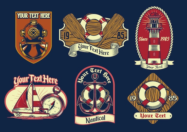 Vector set of nautical badge