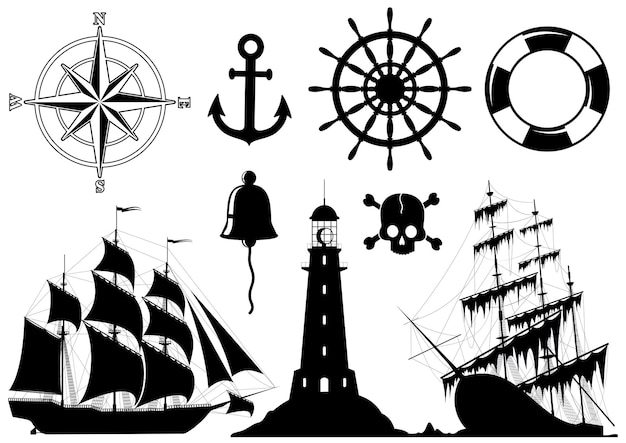 Set of nautical icons