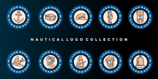 Vector set of nautical logo badge