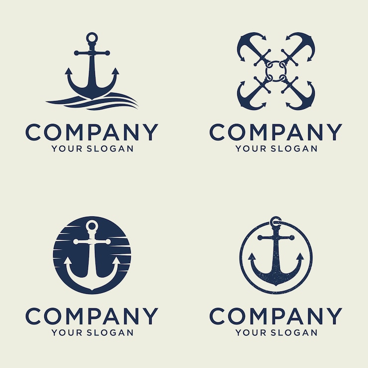 Vector set of nautical marine and marine anchor creative logo design