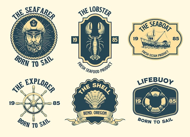 Vector set of nautical vintage badge