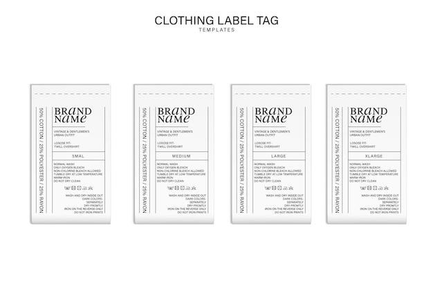 set of neck label clothing fabric description info of washing intruction design templates
