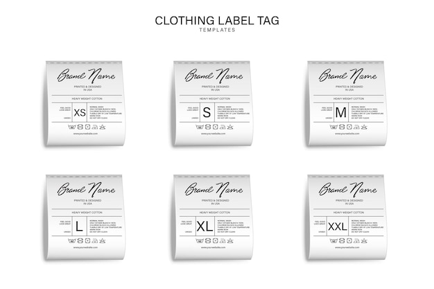 set of neck label clothing fabric description info of washing intruction design templates