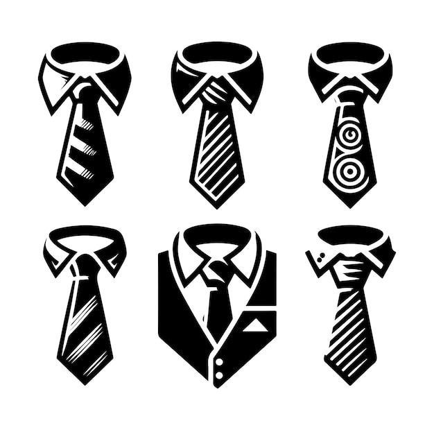 Vector set necktie icon logo silhouette vector illustration