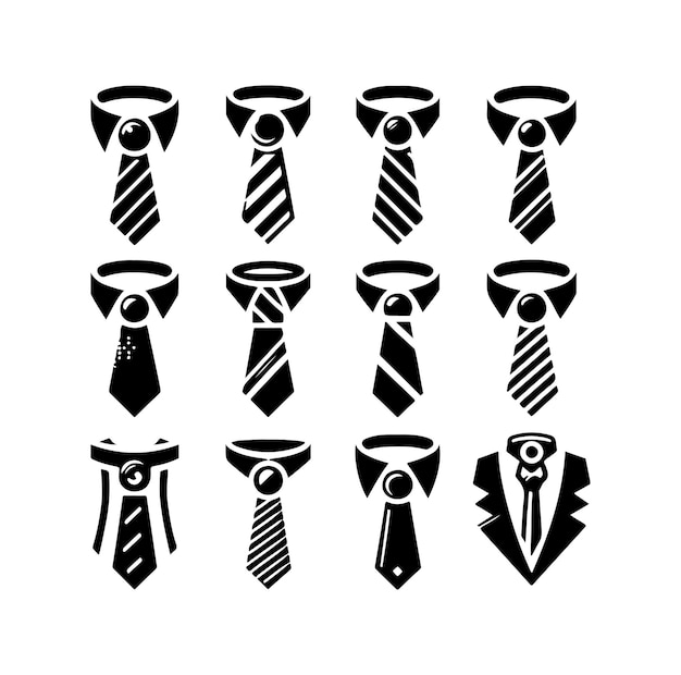 Vector set necktie icon logo silhouette vector illustration