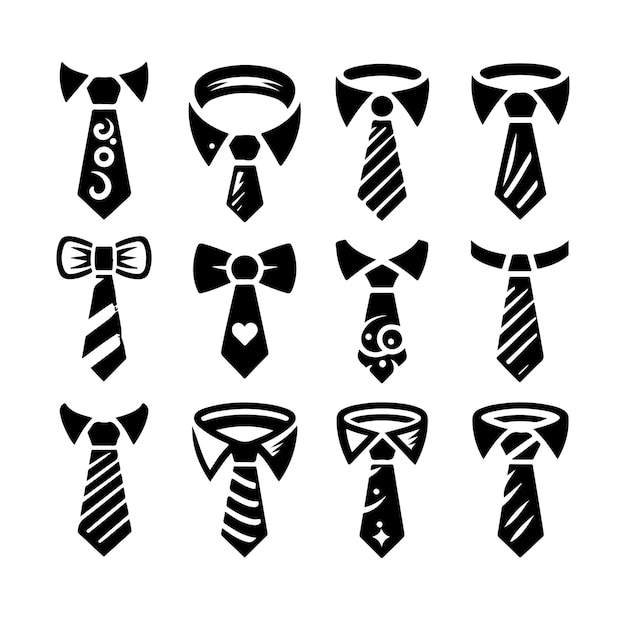 Set necktie icon logo silhouette illustrazione vettoriale