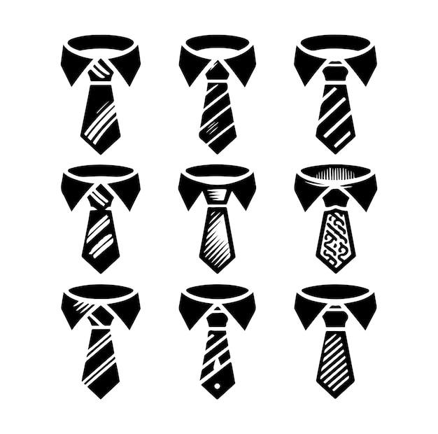 Set necktie icon logo silhouette illustrazione vettoriale