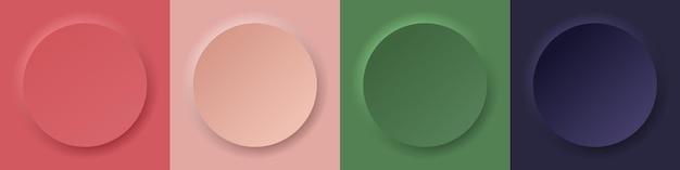 デザイン テキスト製品ベクトル EPS 10 のローズ ゴールド ピンク グリーンとブルーの背景でネオモルフィック ラウンド背景のセット