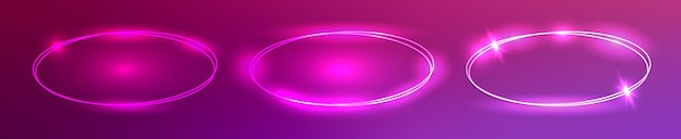Сет неоновых двойных рамок с блестящими эффектами