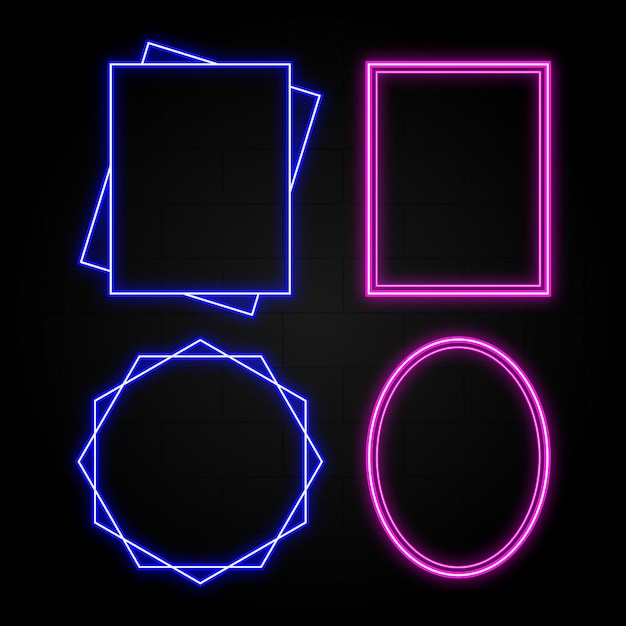 Vector set neon frame