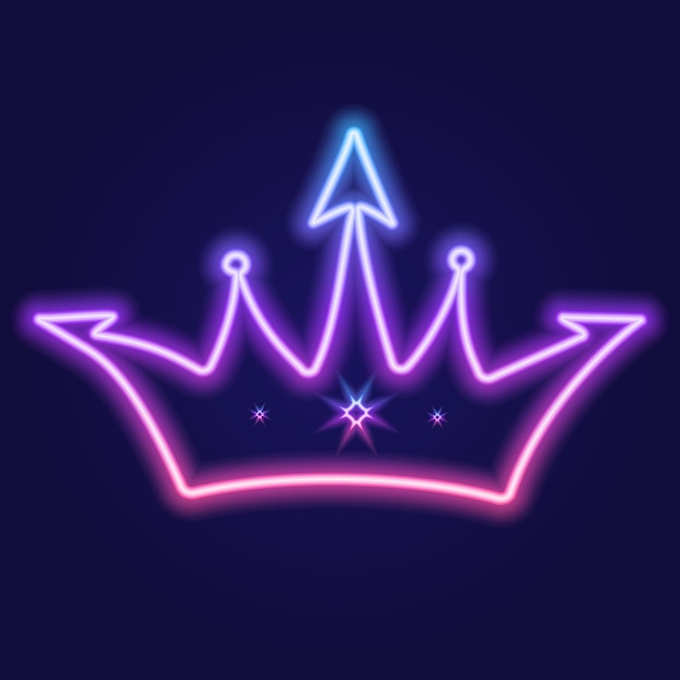 Vector a set of neon gradient crowns vector illustration