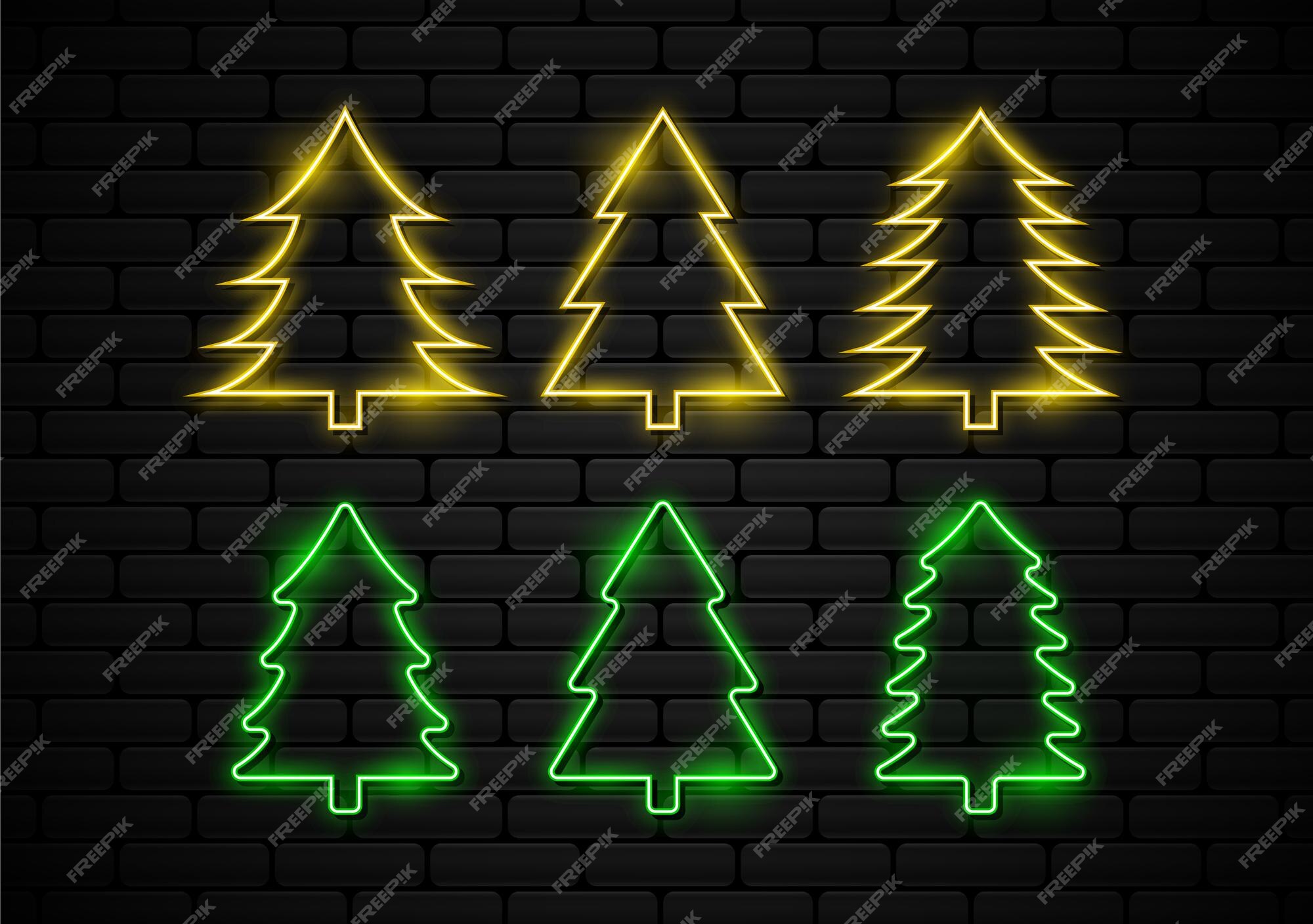 Premium Vector  Merry christmas neon light with pine tree illustration  vector