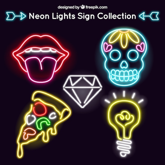 Set of neon signs in modern style