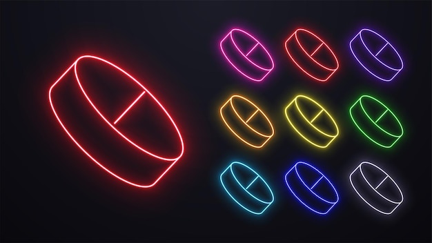 A set of neon vitamin tablets in bright colors Icons for pharmaceuticals