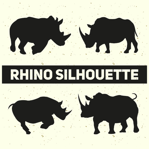 Set neushoorn silhouetten