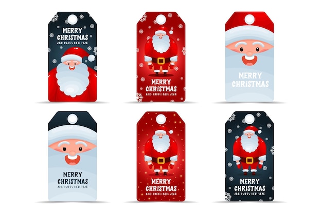 Set of new year and christmas tags