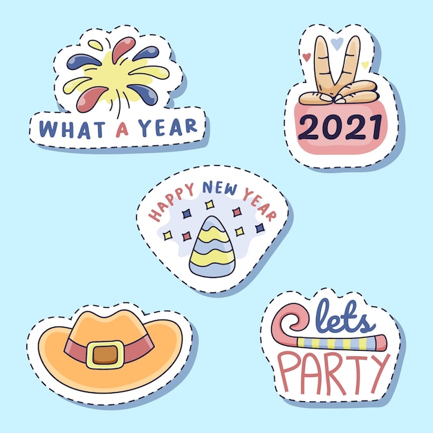 set of new year sticker design