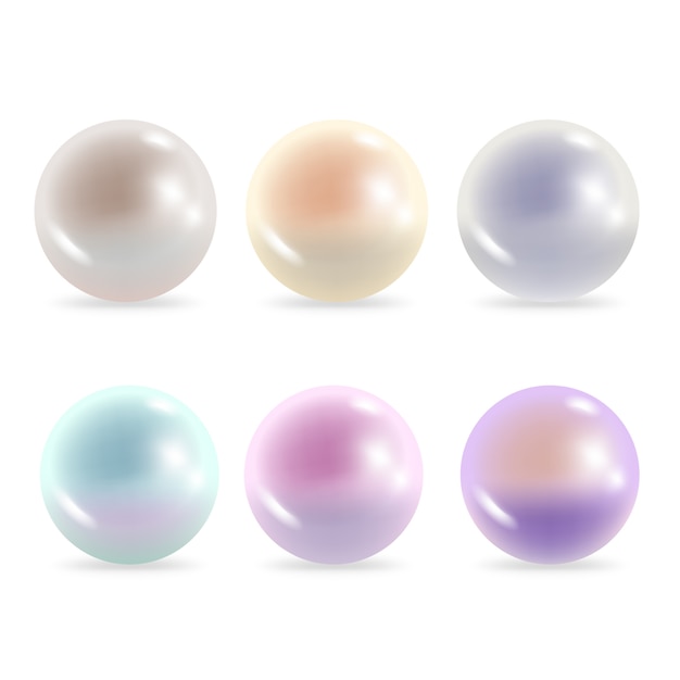 Set of nice different colored pearls