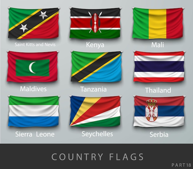 Vector set of nigeria flags collection isolated on white.