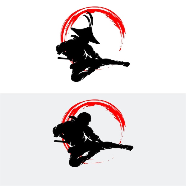 Vector set of ninja silhouette illustration